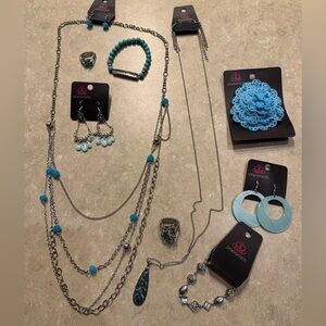 Set of 9 Paparazzi Light Blue & Silver Jewelry Collection